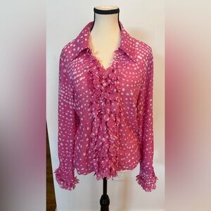 Violet & Claire Pink and White Blouse size L